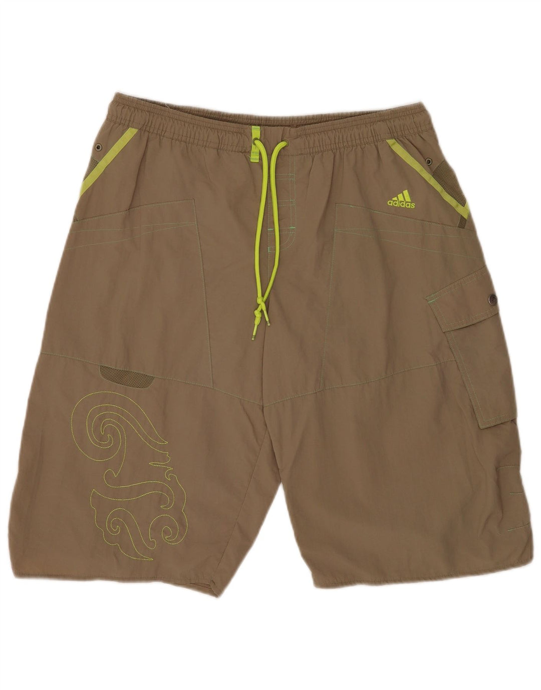 Adidas Mens Graphic Swimming Shorts Large Khaki Nylon