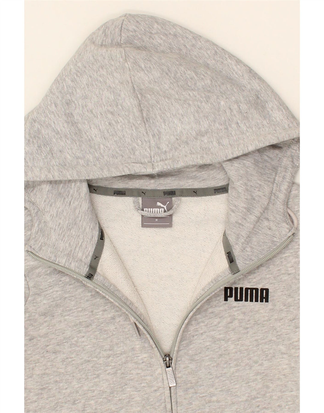 PUMA Womens Zip Hoodie Sweater UK 14 Medium Grey Cotton Vintage Puma and Second-Hand Puma from Messina Hembry 