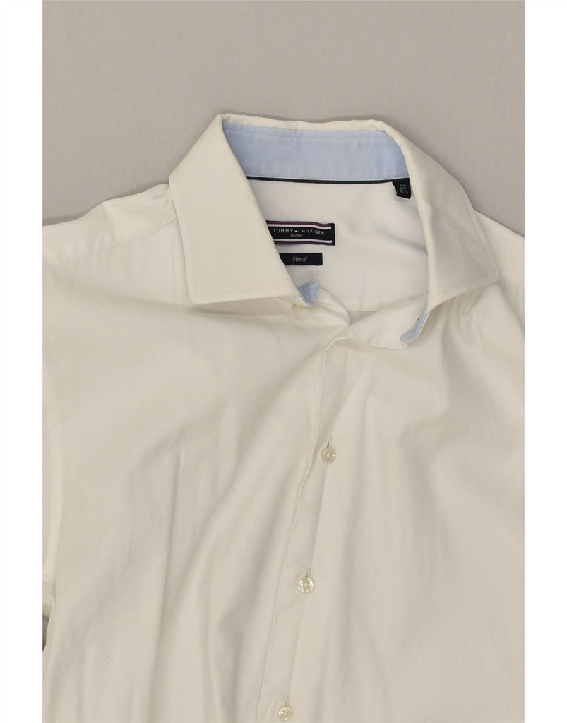 TOMMY HILFIGER Mens Fitted Shirt Size 40 15 3/4 Medium White Cotton Vintage Tommy Hilfiger and Second-Hand Tommy Hilfiger from Messina Hembry 