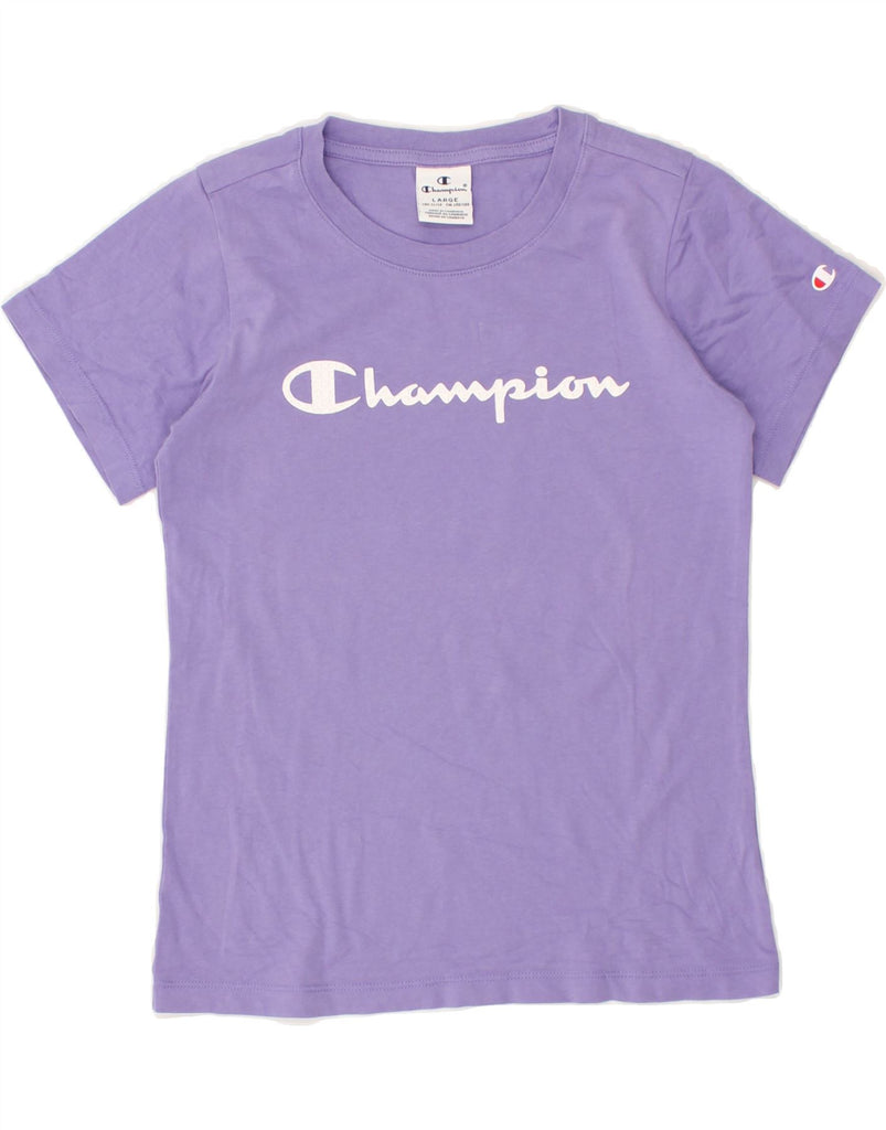 CHAMPION Girls Graphic T-Shirt Top 11-12 Years Large Purple | Vintage Champion | Thrift | Second-Hand Champion | Used Clothing | Messina Hembry 