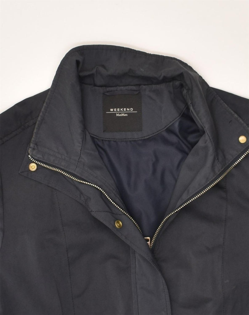 MAX MARA Womens Bomber Jacket UK 10 Small  Navy Blue Polyester | Vintage Max Mara | Thrift | Second-Hand Max Mara | Used Clothing | Messina Hembry 