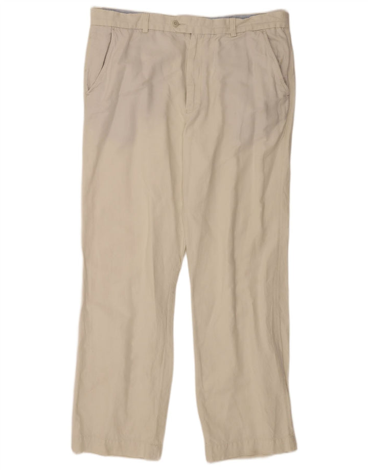 Marks & Spencer Mens Blue Harbour Straight Suit Trousers W40 L33 Off White