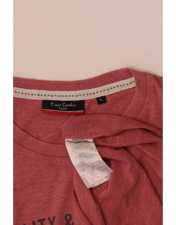 Pierre Cardin Mens Graphic T-Shirt Top Large Pink Polyester