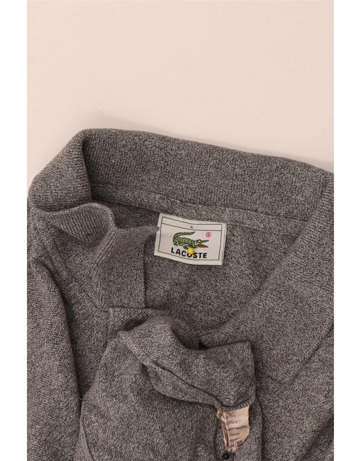 Lacoste Mens Long Sleeve Polo Shirt Size 4 Medium Grey Cotton