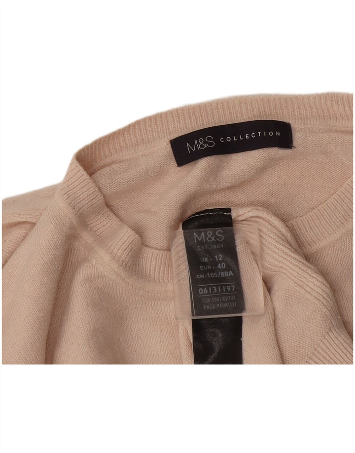 Marks & Spencer Womens Crew Neck Jumper Sweater UK 12 Medium Pink Acrylic