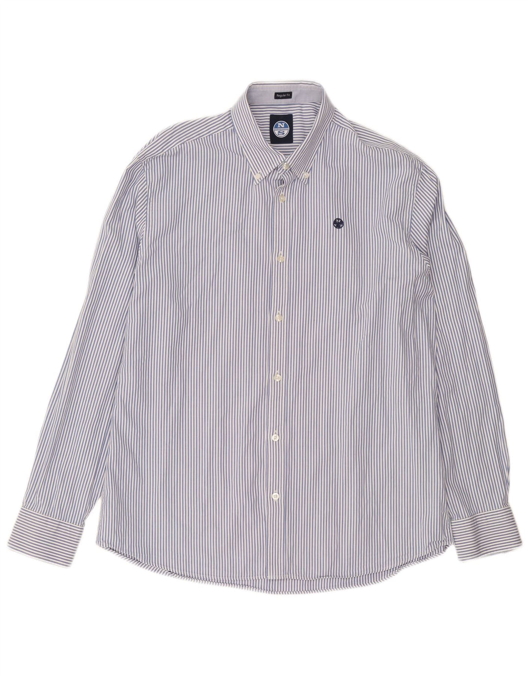North Sails Mens Regular Fit Shirt XL Blue Pinstripe Cotton