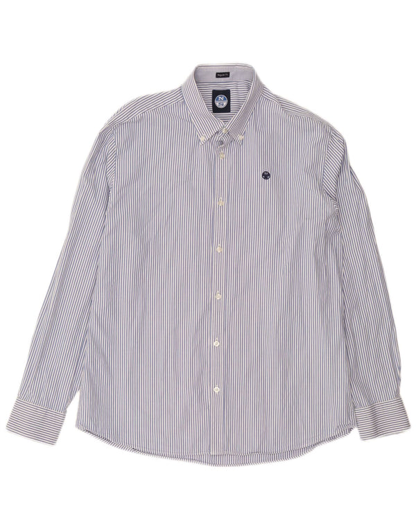 North Sails Mens Regular Fit Shirt XL Blue Pinstripe Cotton