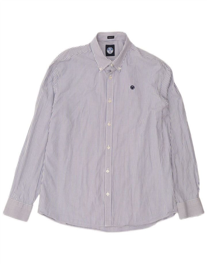 North Sails Mens Regular Fit Shirt XL Blue Pinstripe Cotton