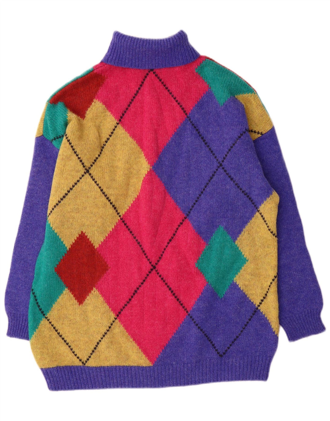 Benetton Womens Roll Neck Jumper Sweater UK 16 Large Multicoloured