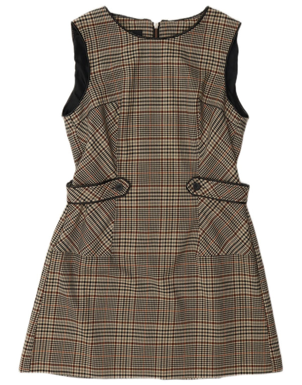 Next Womens Sleeveless A-Line Dress UK 14 Medium Grey Houndstooth