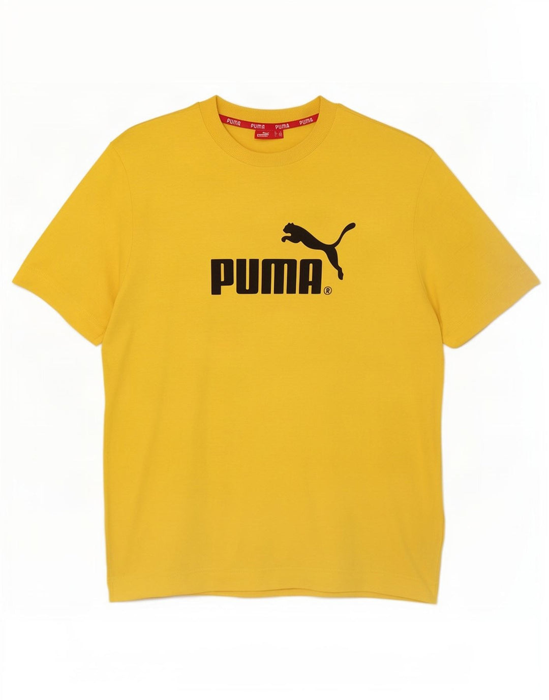 Puma Mens Graphic T-Shirt Top Medium Yellow Cotton