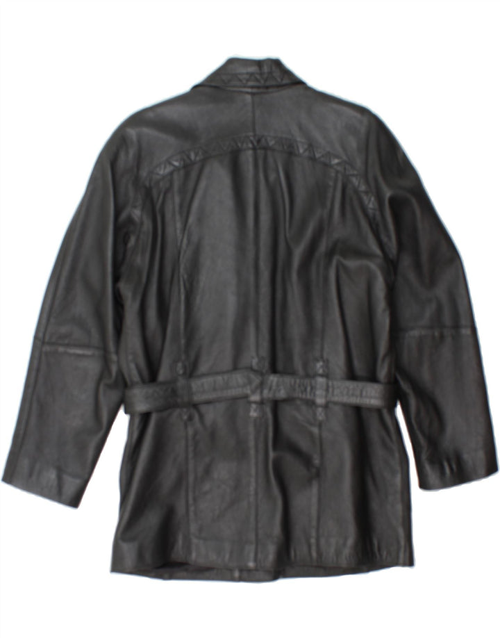 VINTAGE Womens Leather Jacket EU 38 Medium Black Leather Vintage Vintage and Second-Hand Vintage from Messina Hembry 