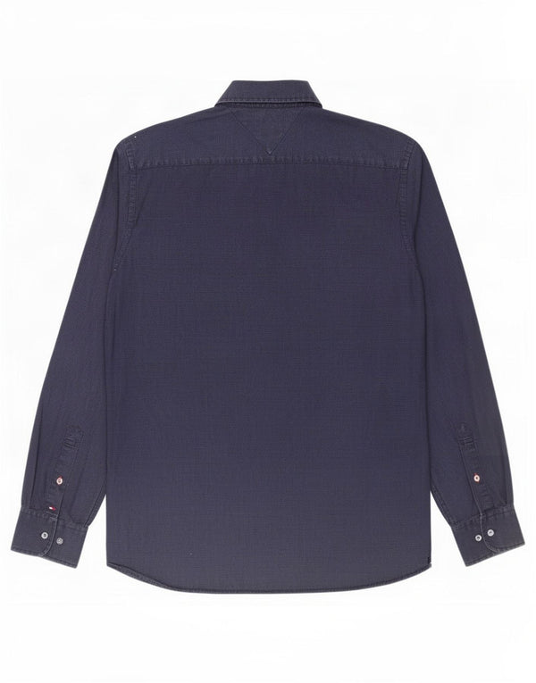 Tommy Hilfiger Mens Slim Fit Shirt Small Navy Blue Geometric Cotton