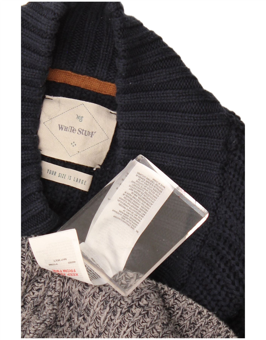 WHITE STUFF Womens Button Neck Jumper Sweater UK 16 Large Grey Colourblock
