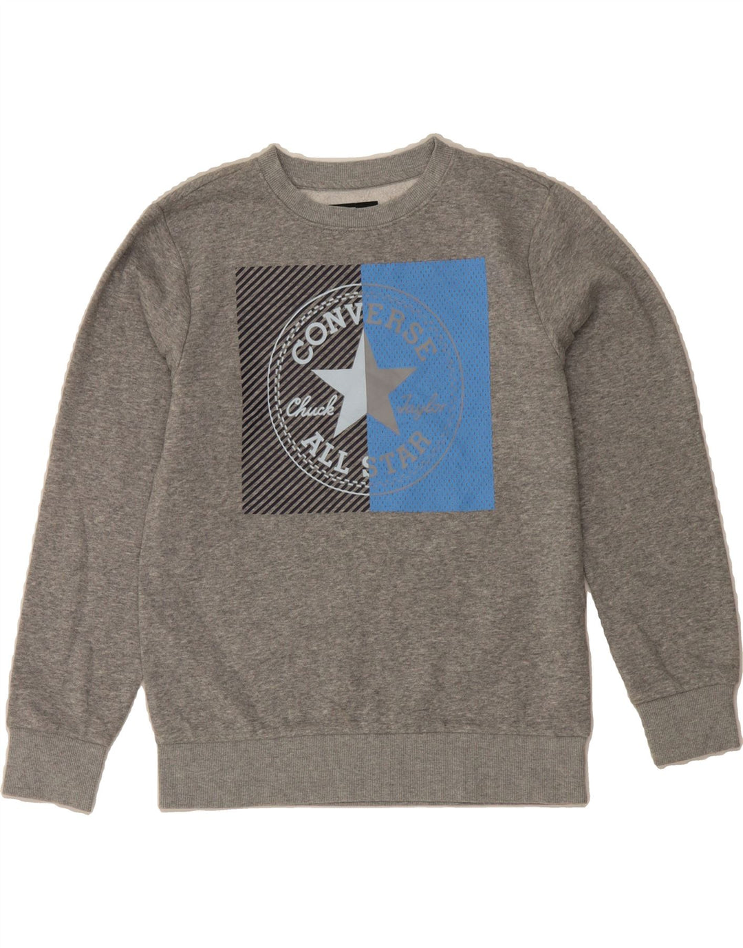 CONVERSE Boys Graphic Sweatshirt Jumper 12-13 Years Large Grey Cotton Vintage Converse and Second-Hand Converse from Messina Hembry 