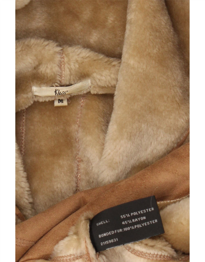 Klass Womens Hooded Sherpa Jacket UK 12 Medium Beige Polyester