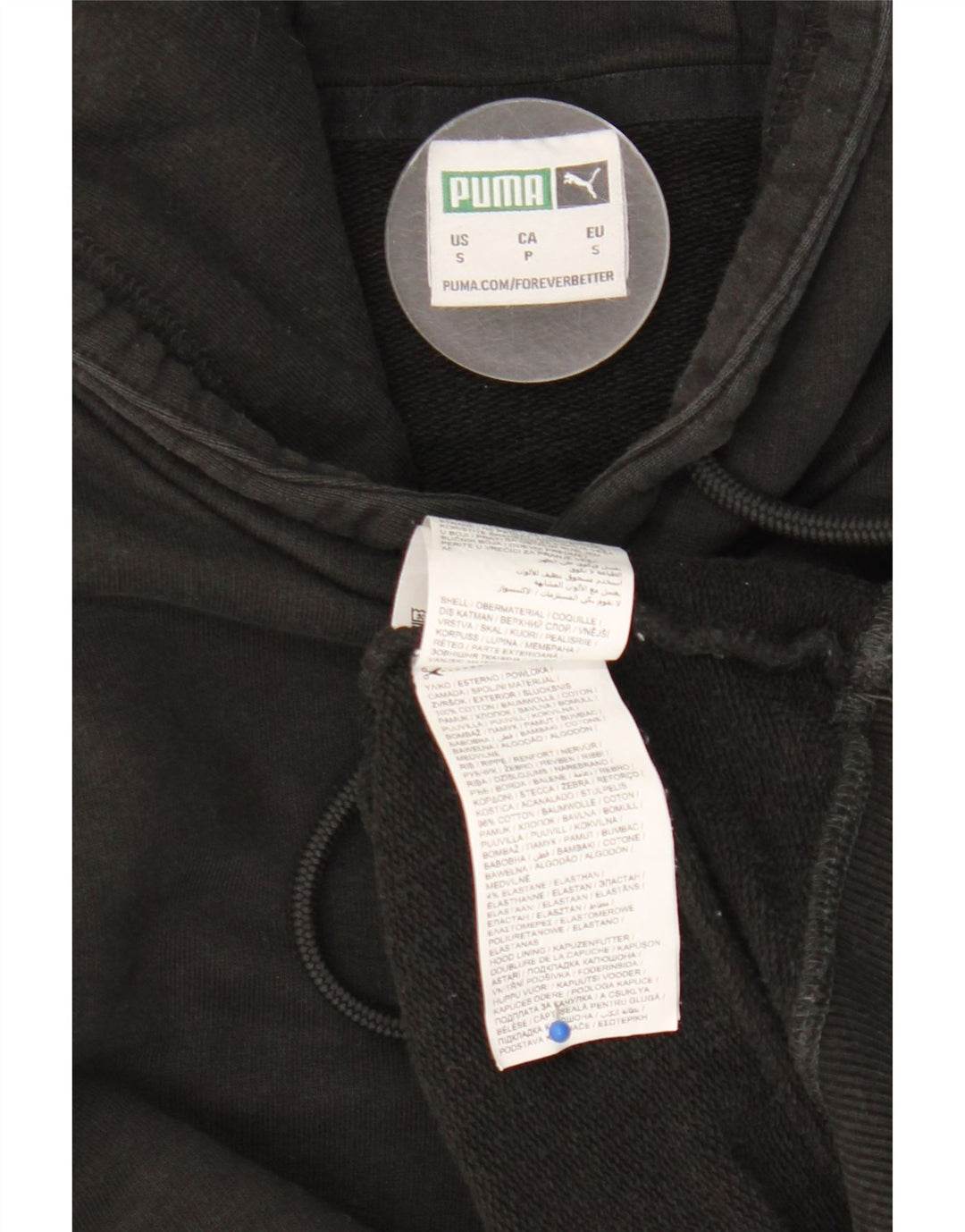Puma Mens Hoodie Jumper Small Black Cotton