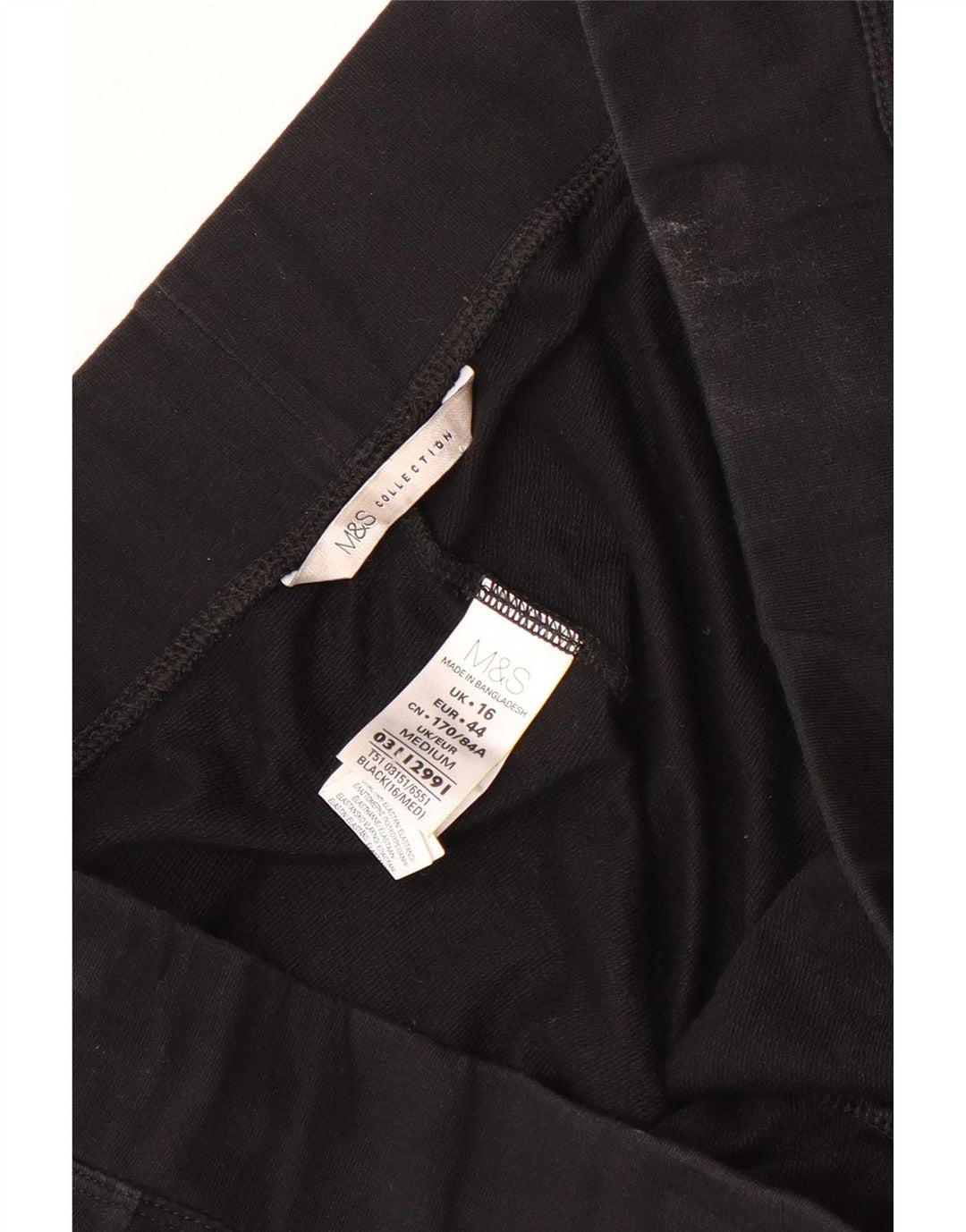 Marks & Spencer Womens Tracksuit Trousers UK 16 Large  Black Cotton
