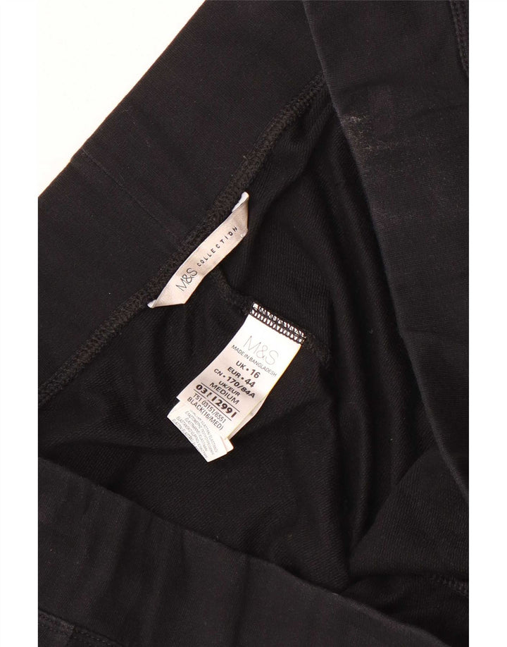 Marks & Spencer Womens Tracksuit Trousers UK 16 Large  Black Cotton