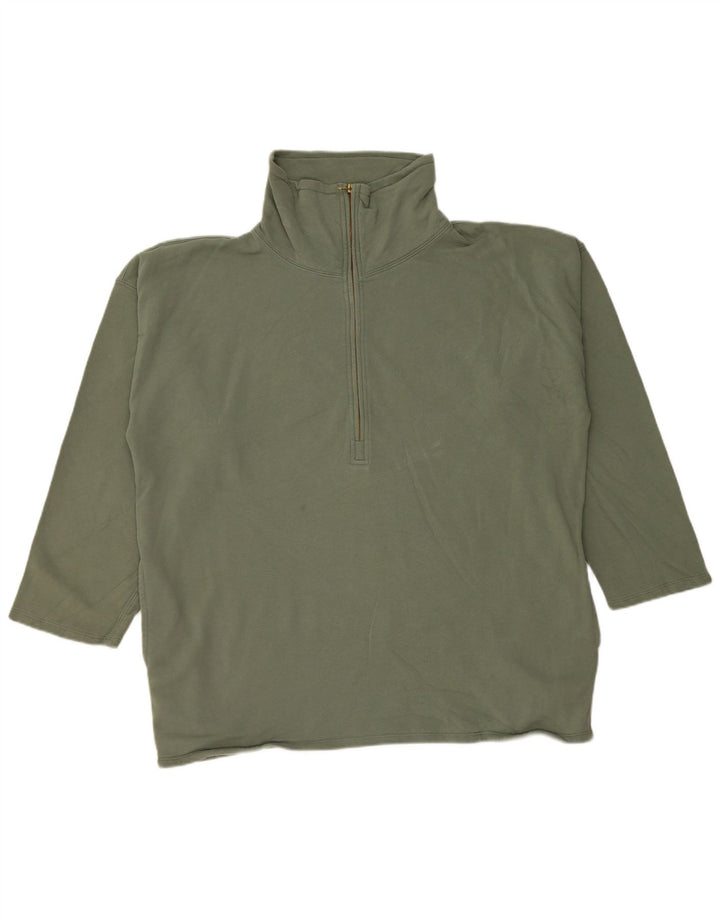 J. CREW Womens Oversized Zip Neck Sweatshirt Jumper UK 16 Large Green
