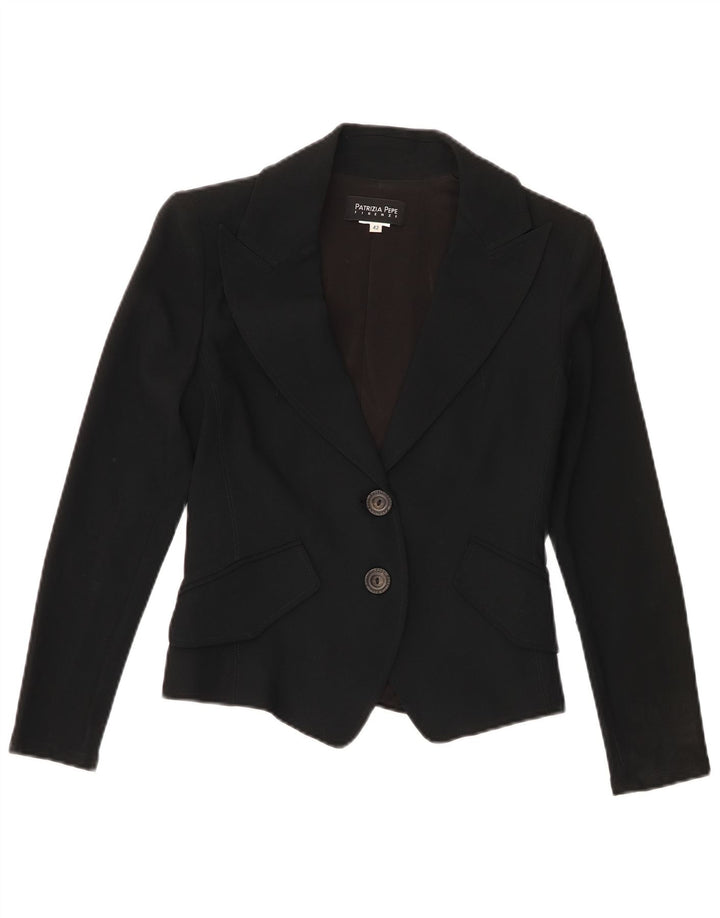 PATRIZIA PEPE Womens Crop 2 Button Blazer Jacket IT 42 Medium Black