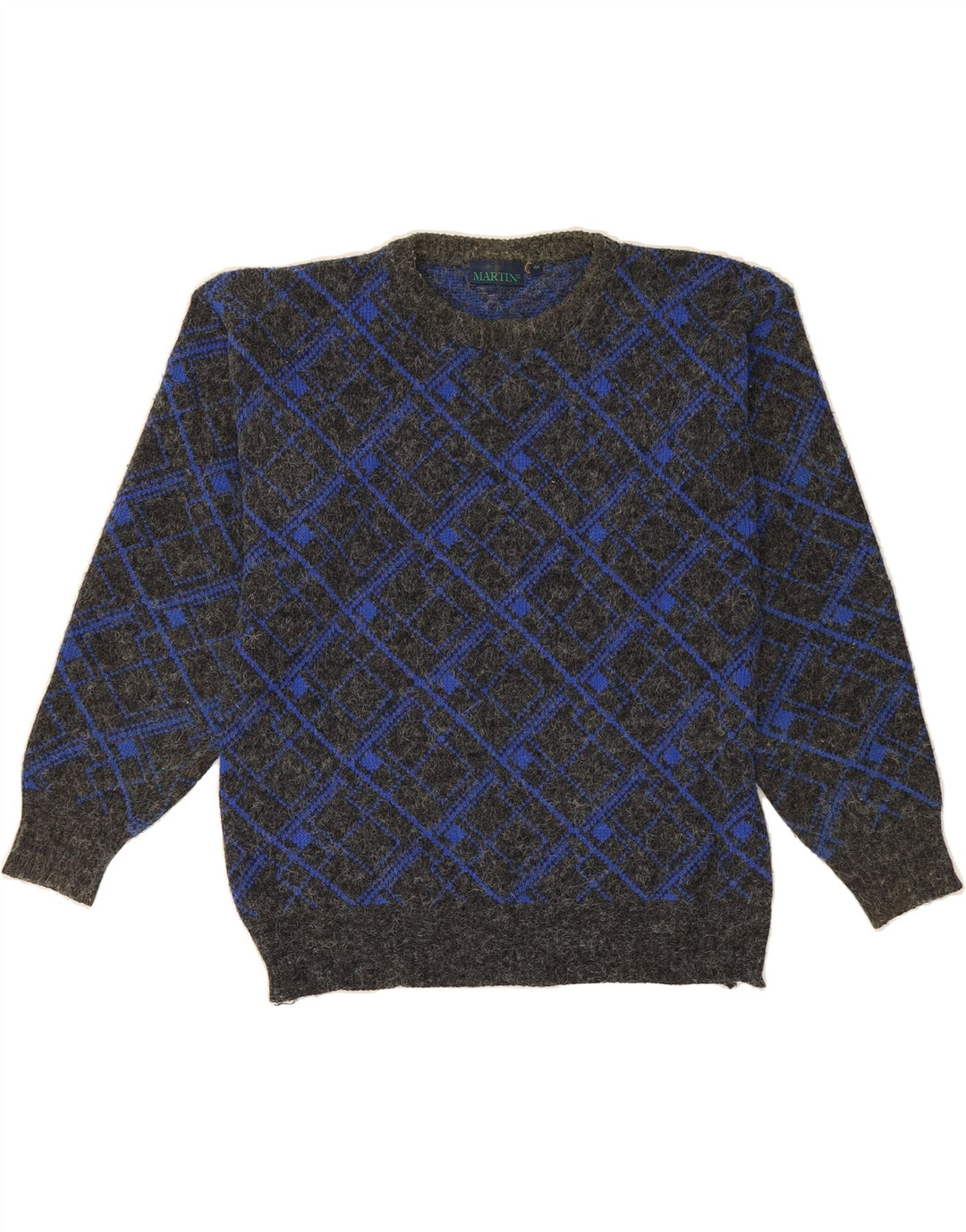 VINTAGE Mens Crew Neck Jumper Sweater IT 48 Medium Grey Geometric Vintage Vintage and Second-Hand Vintage from Messina Hembry 