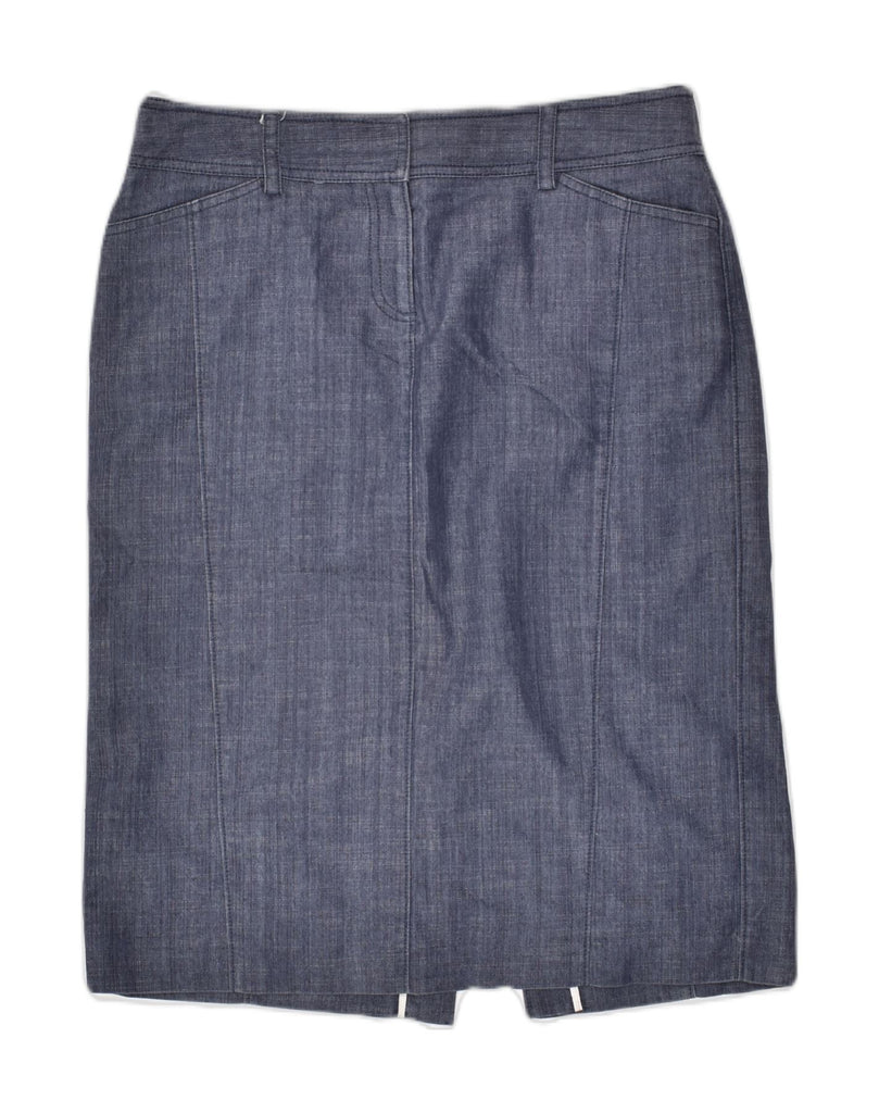 J. CREW Womens Straight Skirt US 10 Large W32 Navy Blue Cotton | Vintage J. Crew | Thrift | Second-Hand J. Crew | Used Clothing | Messina Hembry 