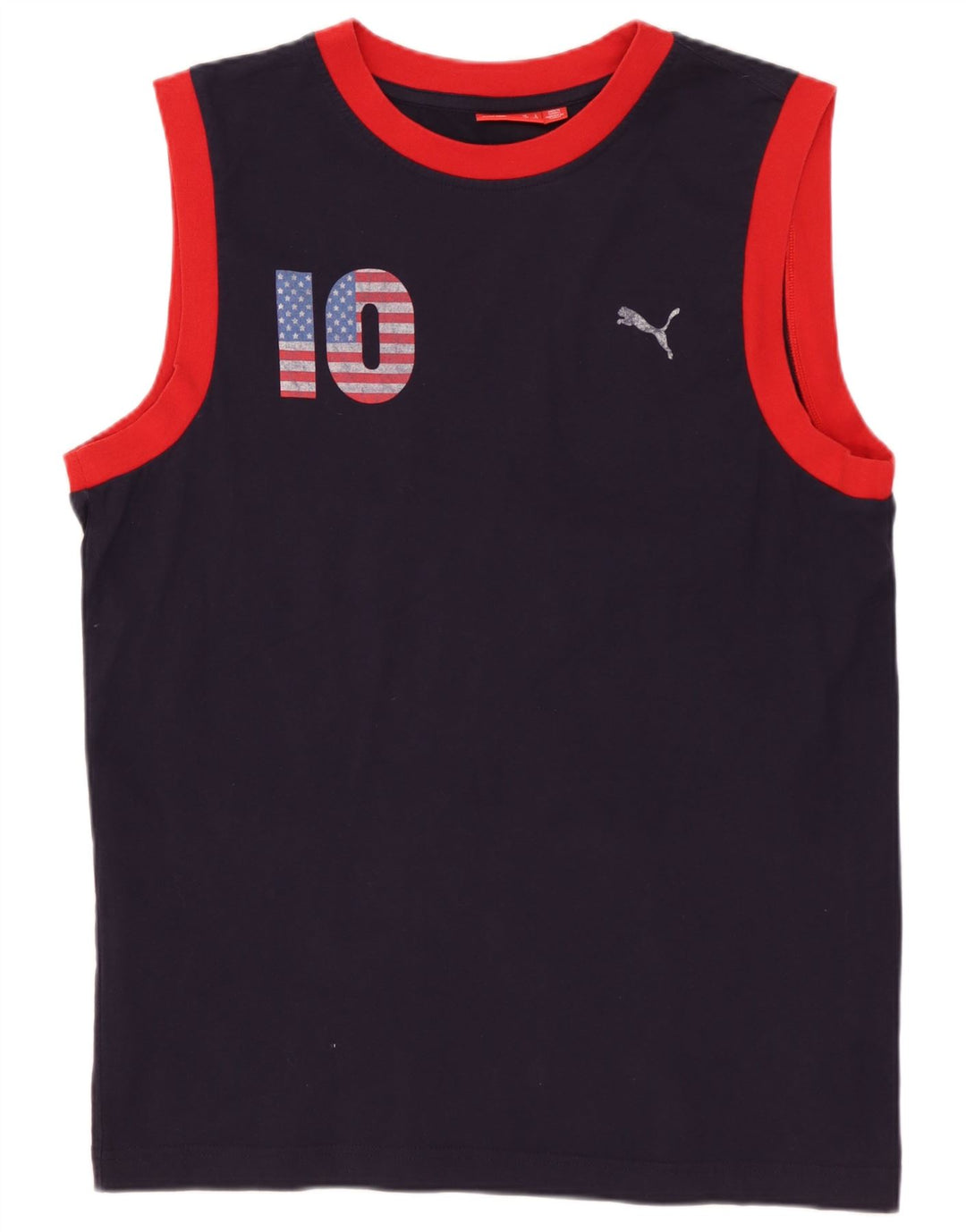 PUMA Mens Graphic Vest Top Large Navy Blue Cotton
