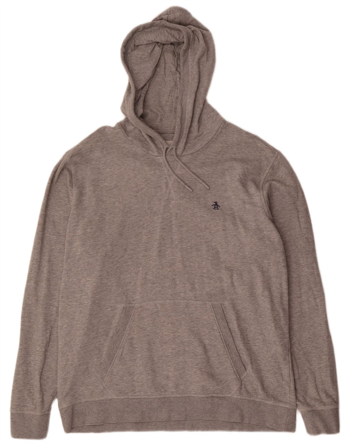 PENGUIN Mens Hoodie Jumper XL Grey Cotton