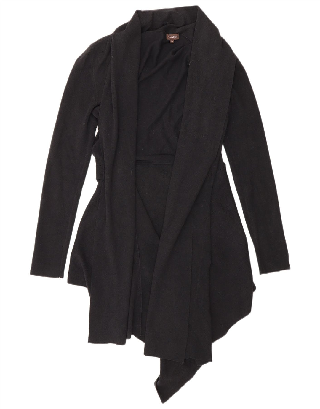 Phase Eight Womens Longline Open Cardigan Sweater UK 14 Medium Black Cotton