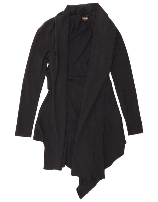 Phase Eight Womens Longline Open Cardigan Sweater UK 14 Medium Black Cotton