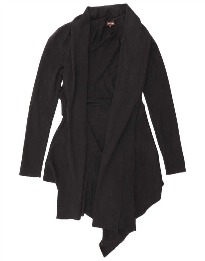 Phase Eight Womens Longline Open Cardigan Sweater UK 14 Medium Black Cotton