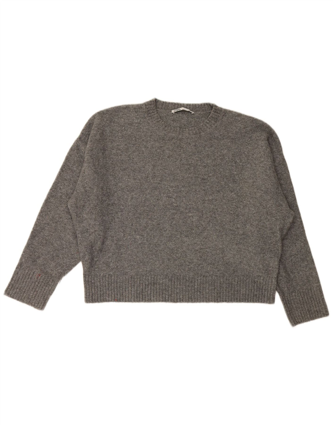 Zara Womens Oversized Crew Neck Jumper Sweater UK 16 Large Grey Flecked