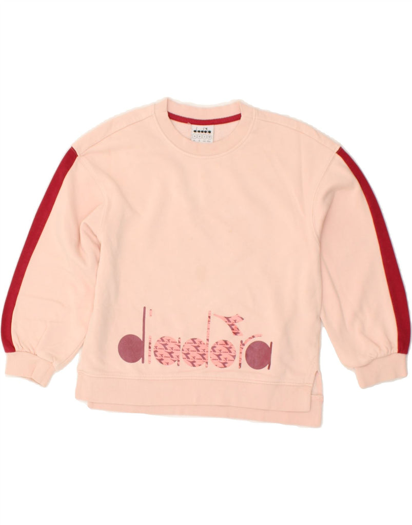 DIADORA Girls Graphic Sweatshirt Jumper 11-12 Years Medium  Pink Cotton | Vintage Diadora | Thrift | Second-Hand Diadora | Used Clothing | Messina Hembry 