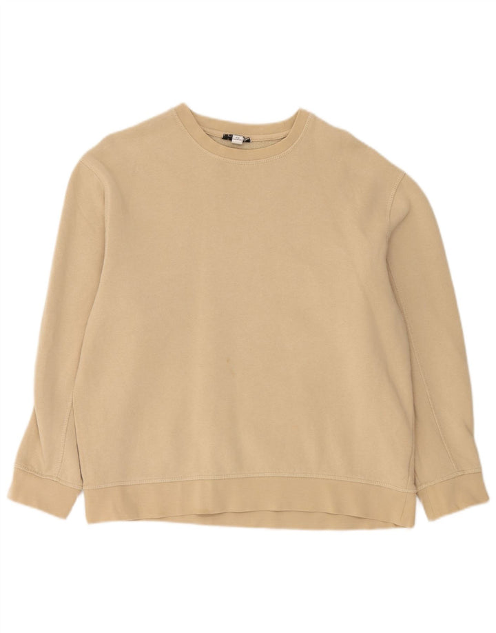 Topshop Womens Oversized Sweatshirt Jumper UK 14 Medium Beige Cotton