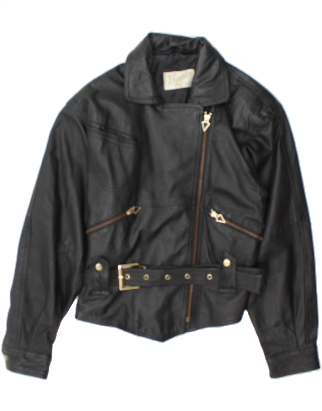 YUPPIE Womens Leather Jacket UK 12 Medium Black Leather Vintage Yuppie and Second-Hand Yuppie from Messina Hembry 