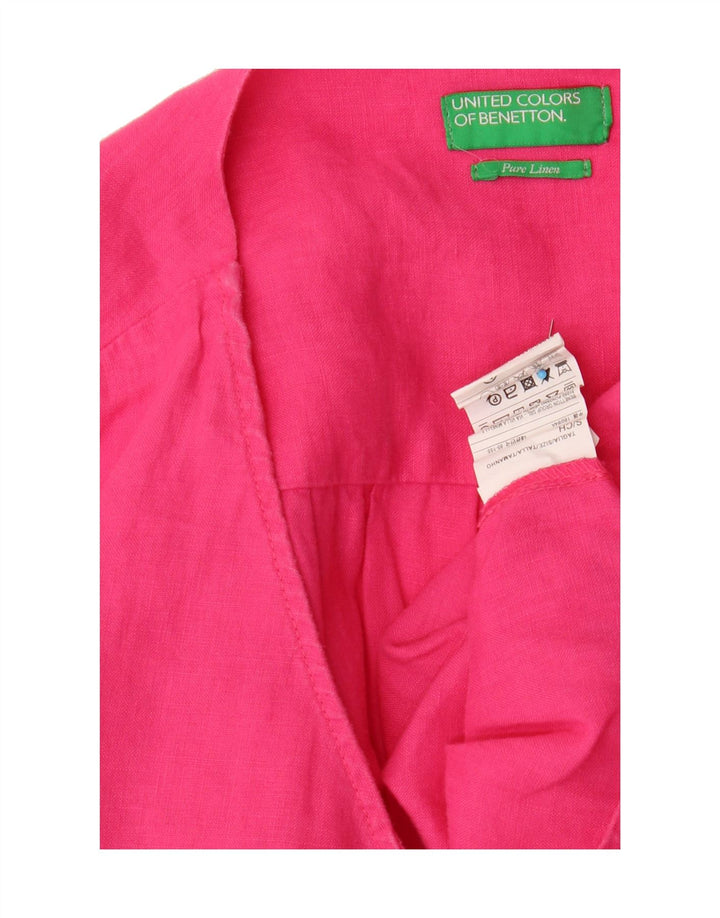 BENETTON Womens Oversized A-Line Dress UK 10 Small Pink Linen Vintage Benetton and Second-Hand Benetton from Messina Hembry 