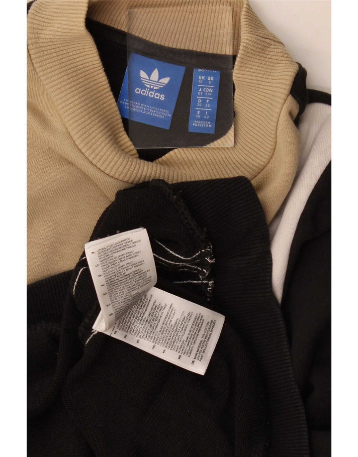 Adidas Womens Oversized Sweatshirt Jumper UK 10 Small Black Colourblock