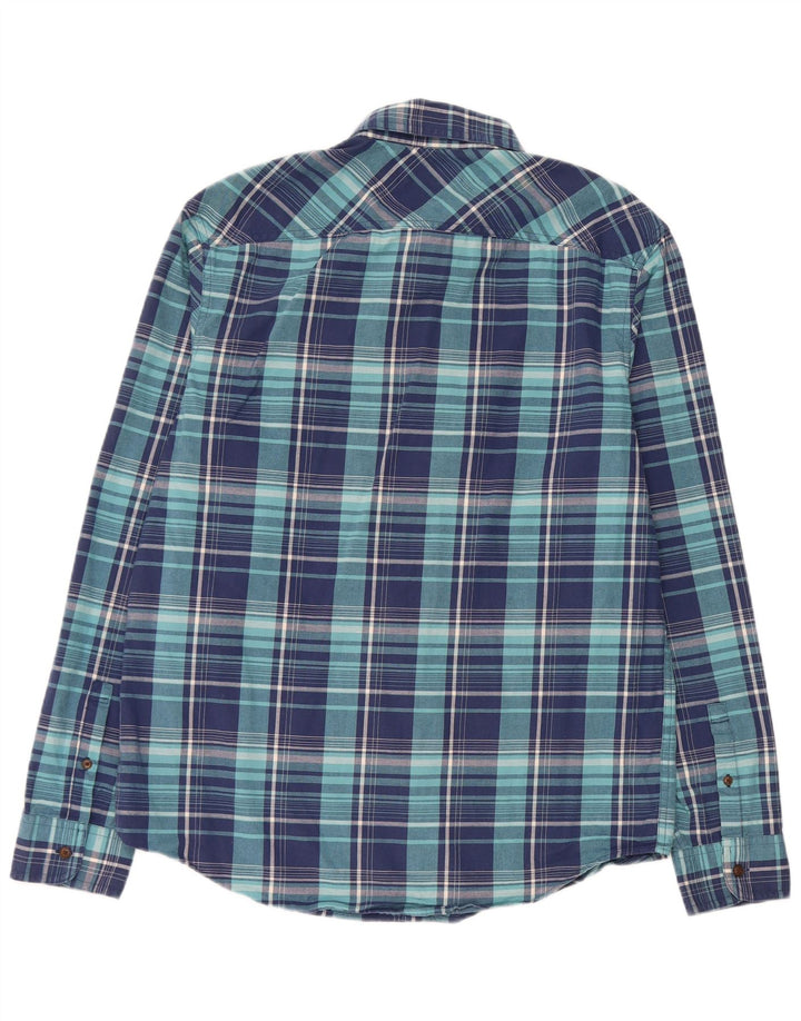 Penguin Mens Heritage Slim Fit Shirt Large Navy Blue Check Cotton