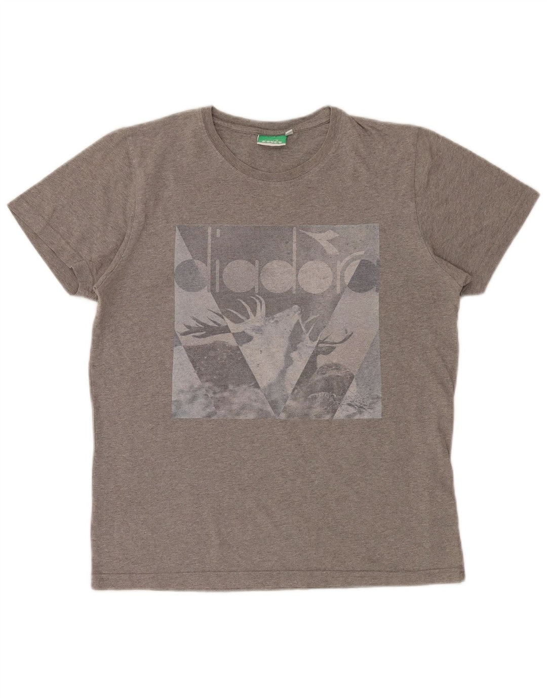 Diadora Mens Graphic T-Shirt Top Large Grey Cotton