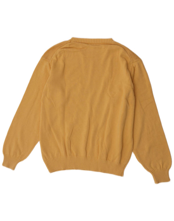 Benetton Mens Boat Neck Jumper Sweater Large Yellow Cotton