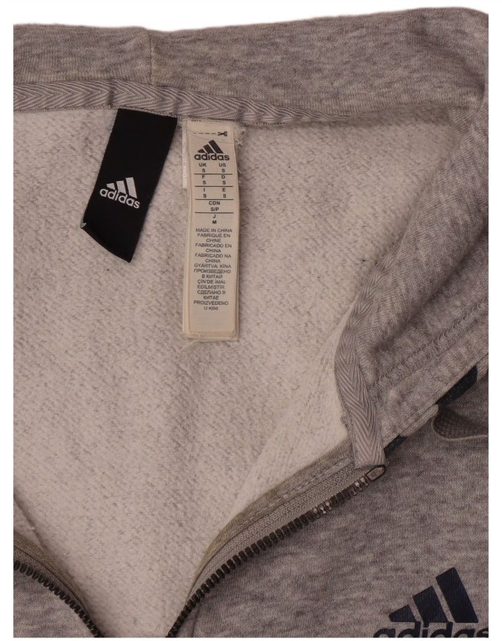 ADIDAS Mens Zip Hoodie Sweater Small Grey Geometric Cotton