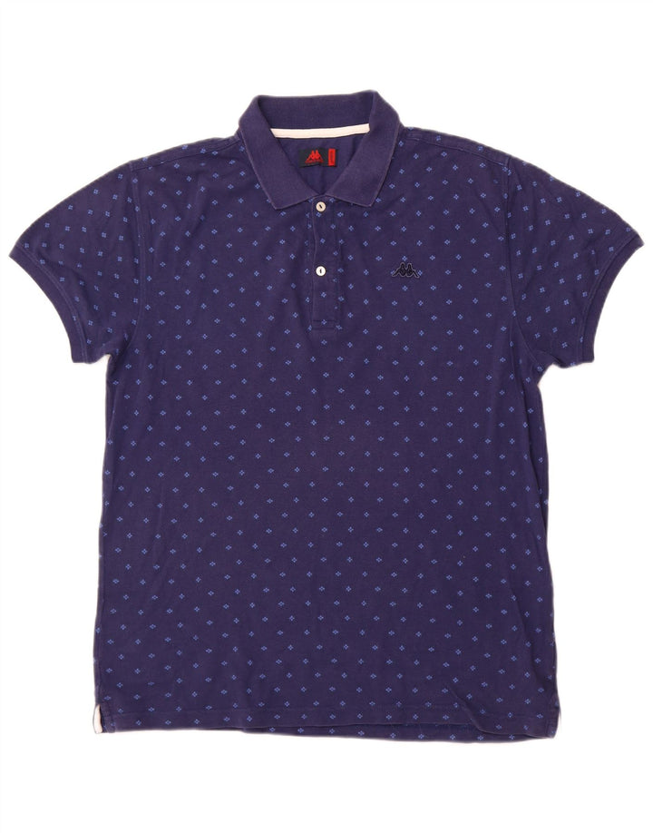 KAPPA Mens Polo Shirt XL Navy Blue Spotted Cotton