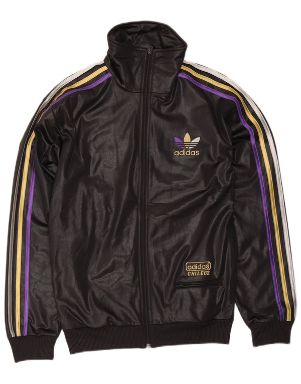 Adidas Mens Graphic Tracksuit Top Jacket Small Black Polyester