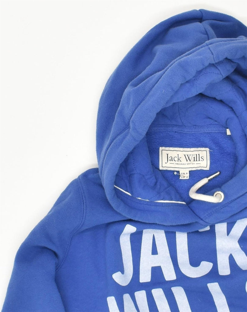 JACK WILLS Womens Graphic Hoodie Jumper UK 8 Small  Blue Polyester | Vintage Jack Wills | Thrift | Second-Hand Jack Wills | Used Clothing | Messina Hembry 