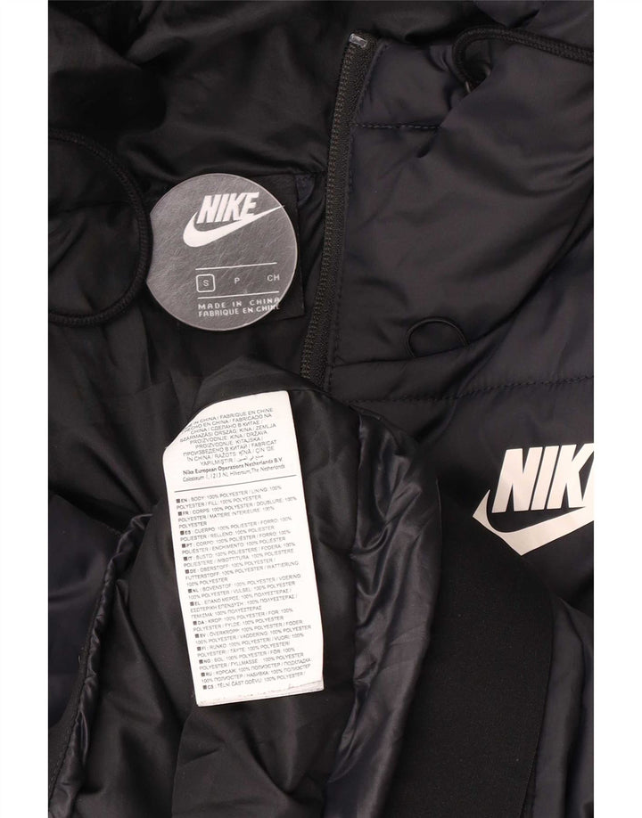 Nike Womens Graphic Hooded Padded Jacket UK 10 Small Black Polyester
