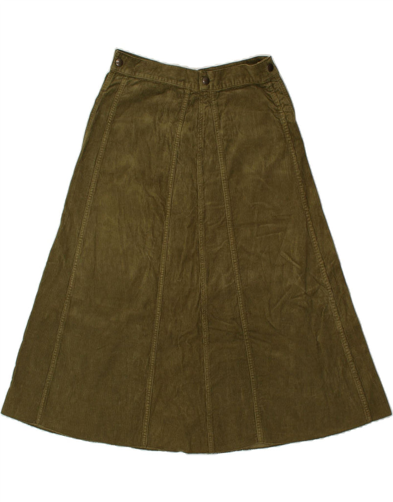 BENETTON Womens Midi Corduroy Skirt IT 42 Medium W30  Khaki Cotton | Vintage Benetton | Thrift | Second-Hand Benetton | Used Clothing | Messina Hembry 