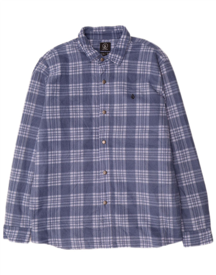 Volcom Mens Lumberjack Fleece Shirt XL Blue Check Polyester