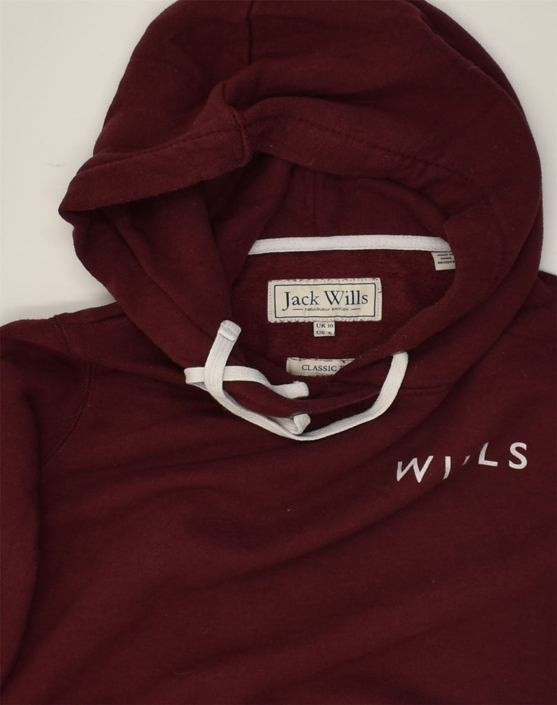 JACK WILLS Womens Classic Fit Graphic Hoodie Jumper UK 10 Small Burgundy | Vintage Jack Wills | Thrift | Second-Hand Jack Wills | Used Clothing | Messina Hembry 