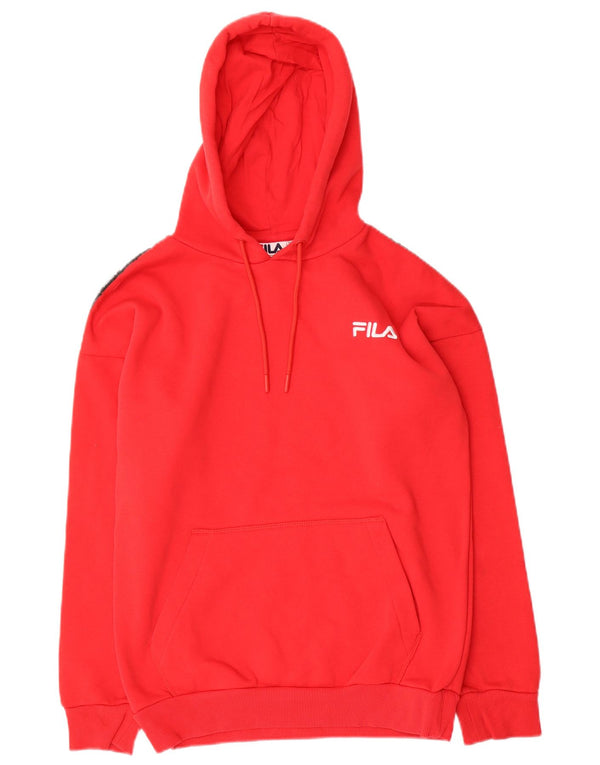 Fila Womens Graphic Oversized Hoodie Jumper UK 2 2XS Red Colourblock Cotton